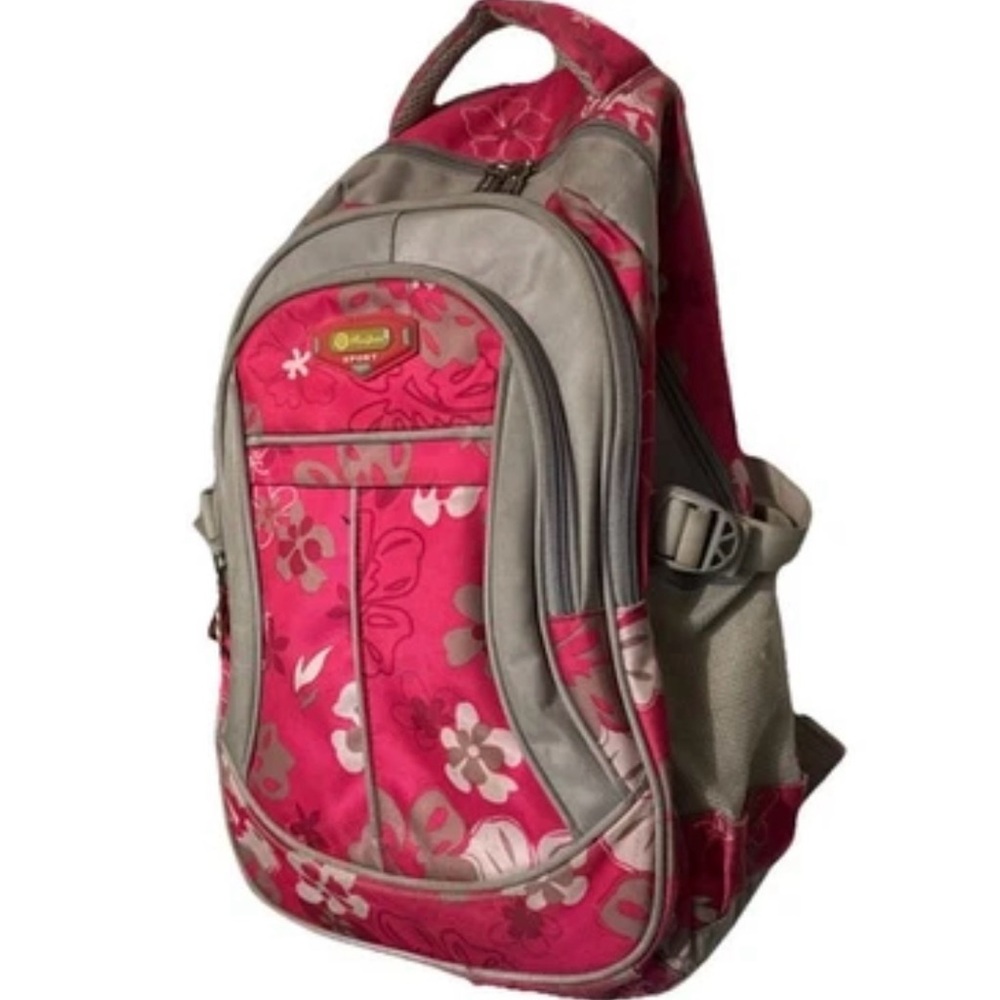 The Ruipai Floral Pink Gray School Backpack